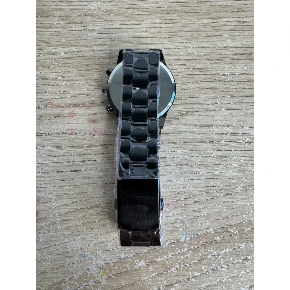 Grim Reaper Gothic Black Metal Link Bracelet Watch Analog Quartz